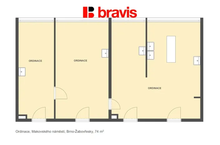 Pronájem ordinace, Brno - Žabovřesky, Makovského náměstí, 37 m2