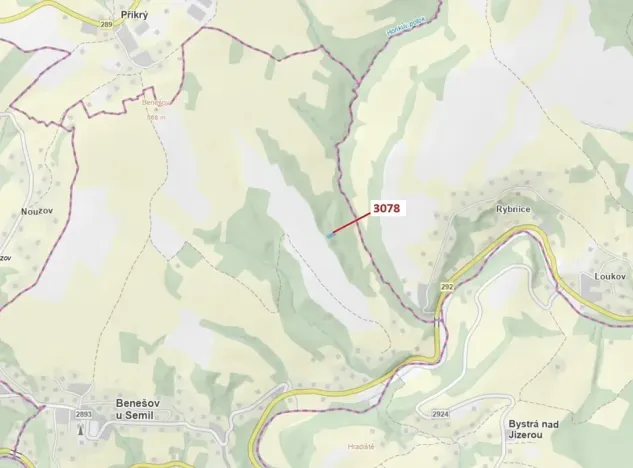 Dražba lesa, Benešov u Semil, 1110 m2