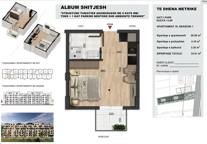Prodej bytu 1+kk, Golem, Albánie, 33 m2