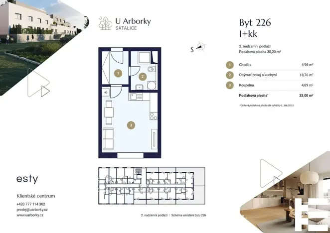 Prodej bytu 1+kk, Praha - Satalice, Za Novákovou zahradou, 30 m2