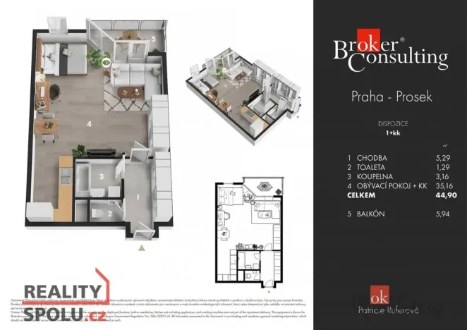 Prodej bytu 1+kk, Praha, 54 m2