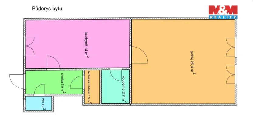 Pronájem bytu 1+1, Ostrava - Moravská Ostrava, Veleslavínova, 49 m2