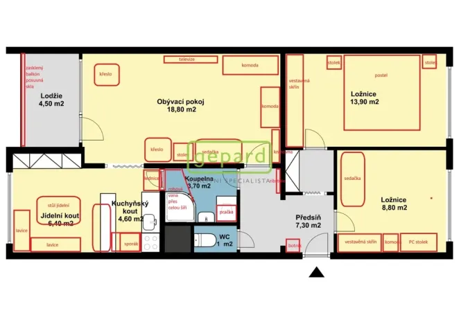Pronájem bytu 3+1, Praha, Kaňkovského, 65 m2