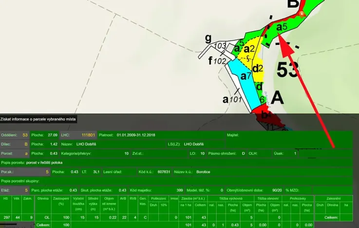 Prodej lesa, Borotice, 4280 m2
