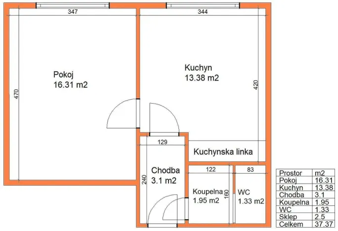 Pronájem bytu 2+kk, Litomyšl - Litomyšl-Město, Dukelská, 38 m2