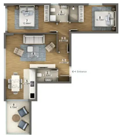 Prodej bytu 3+kk, Dobrá Voda, Černá Hora, 60 m2