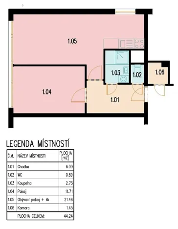 Prodej bytu 2+kk, Praha - Kamýk, Smotlachova, 44 m2