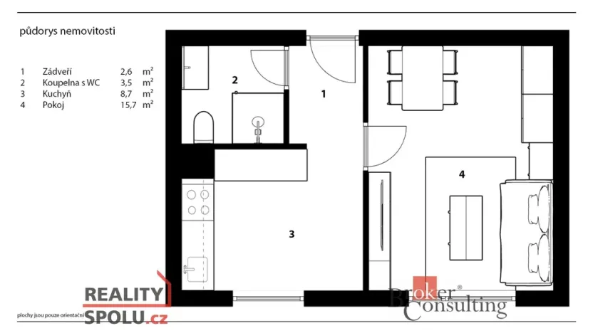 Prodej bytu 1+1, Hradec Králové - Nový Hradec Králové, Pod Zámečkem, 32 m2