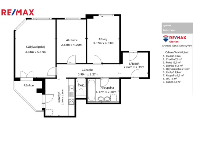 Pronájem bytu 3+1, Karlovy Vary - Doubí, Spálená, 83 m2