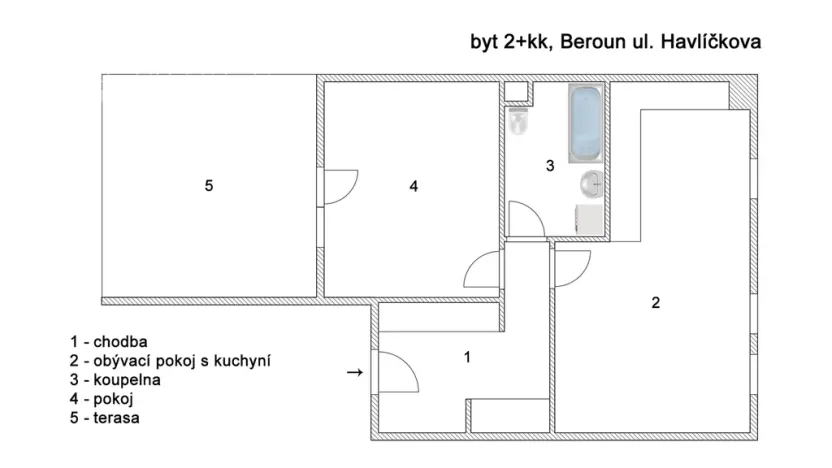 Pronájem bytu 2+kk, Beroun, Havlíčkova, 55 m2