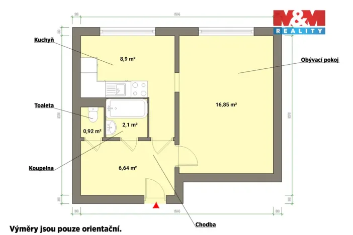 Pronájem bytu 1+1, Cheb, Osvobození, 35 m2