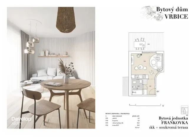 Prodej bytu 1+kk, Vrbice, 28 m2