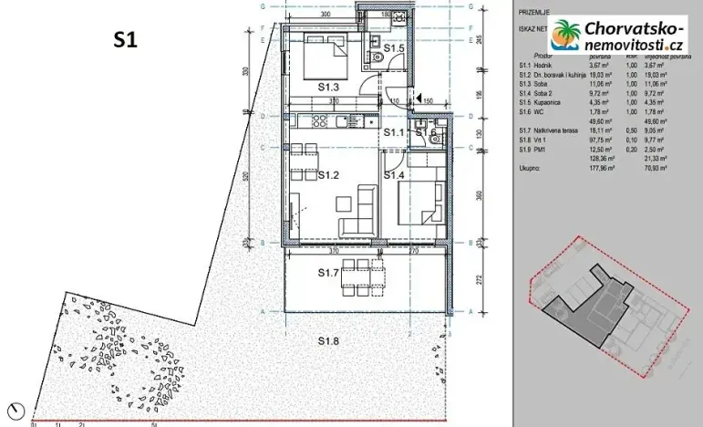 Prodej bytu 3+1, Novalja, Chorvatsko, 76 m2