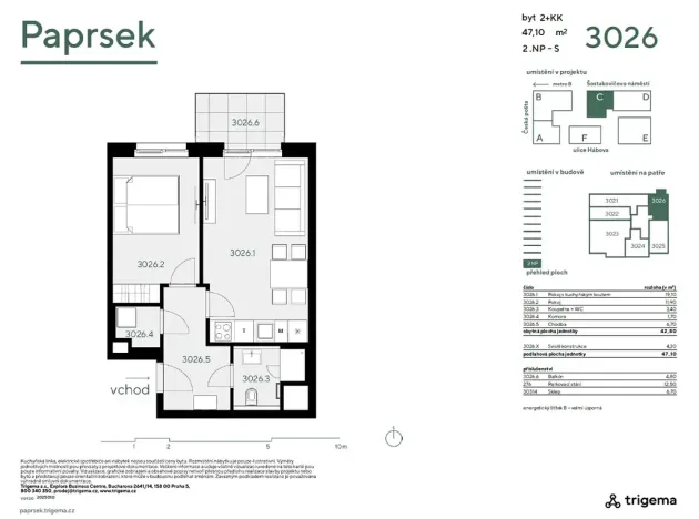 Pronájem bytu 2+kk, Praha - Stodůlky, Hábova, 48 m2