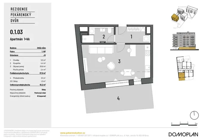 Prodej bytu 1+kk, Brno, Bratislavská, 38 m2