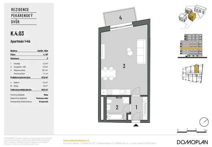 Prodej bytu 1+kk, Brno, Bratislavská, 41 m2