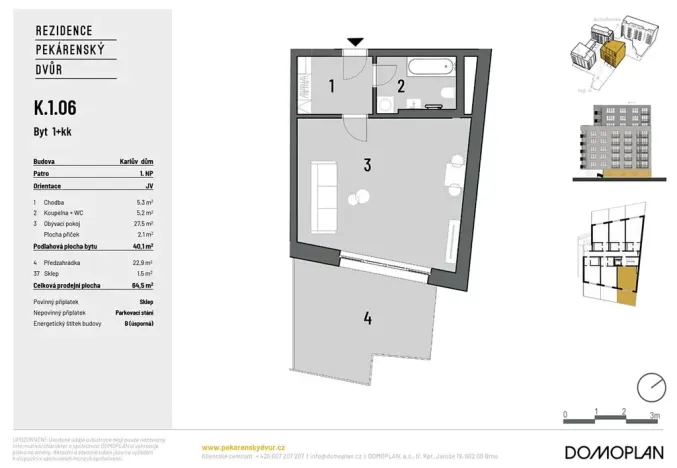 Prodej bytu 1+kk, Brno, Bratislavská, 40 m2