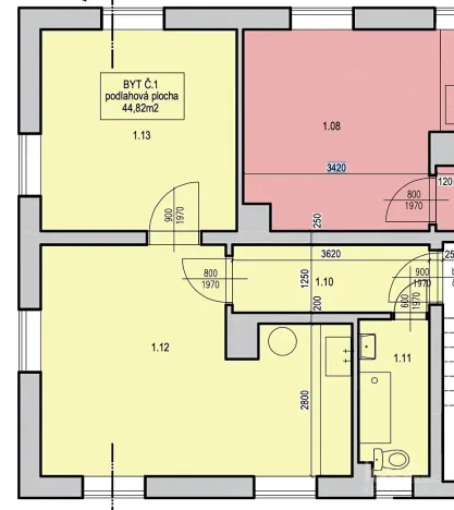 Pronájem bytu 2+kk, Děčín, K. Světlé, 44 m2