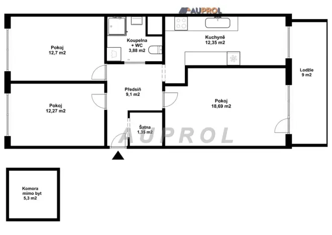 Prodej bytu 3+1, Praha - Černý Most, Kpt. Stránského, 85 m2