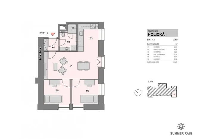 Pronájem bytu 3+kk, Olomouc - Hodolany, Holická, 52 m2