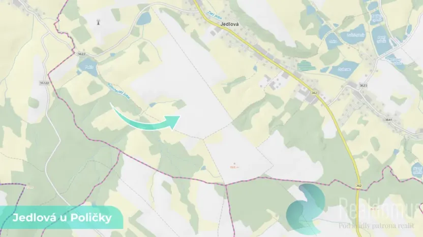 Prodej podílu 1/27 pole, Jedlová, 2196 m2