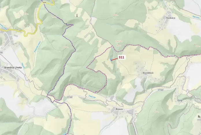 Dražba louky, Bouzov, 1043 m2