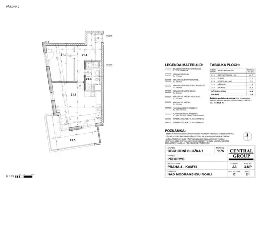 Pronájem bytu 2+kk, Praha - Kamýk, Zimova, 57 m2