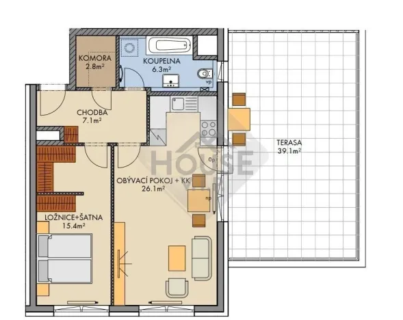 Prodej bytu 2+kk, Praha - Vysočany, Pod Harfou, 60 m2