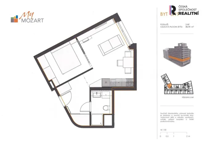 Pronájem bytu 1+kk, Praha - Smíchov, 36 m2
