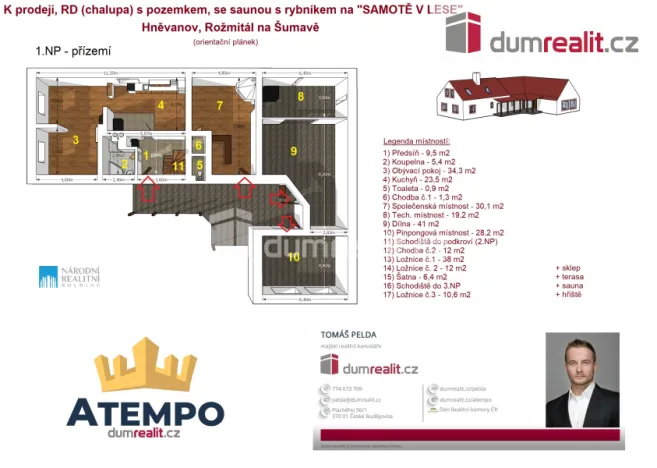 Prodej rodinného domu, Rožmitál na Šumavě - Hněvanov, 272 m2