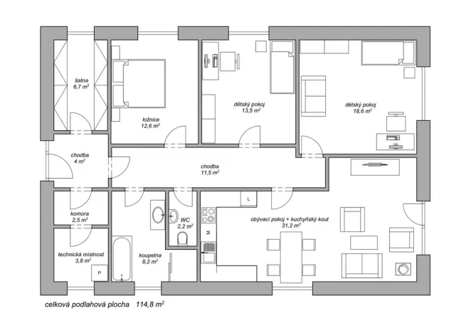 Pronájem rodinného domu, Blešno, 115 m2