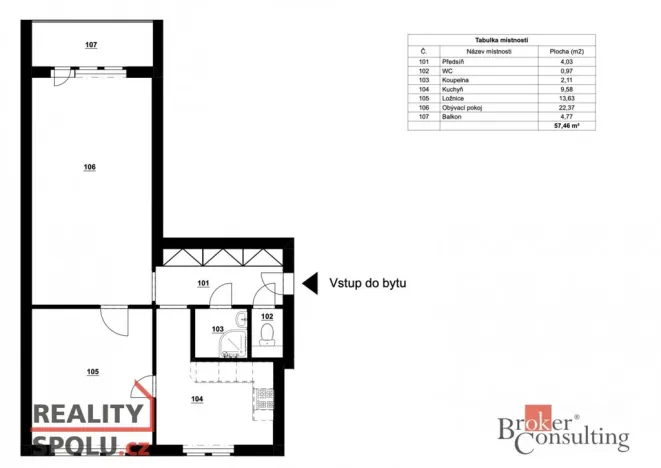 Pronájem bytu 2+1, Ostrava - Poruba, náměstí Družby, 57 m2