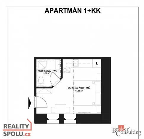 Prodej bytu 1+kk, Horní Lhota, 18 m2