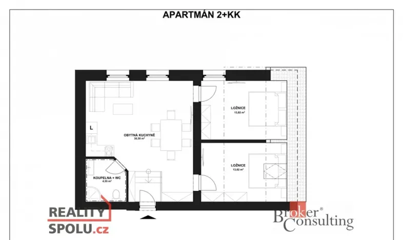 Prodej bytu 2+kk, Horní Lhota, 62 m2