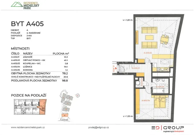 Prodej bytu 2+kk, Praha - Michle, Michelská, 99 m2