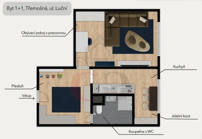 Pronájem bytu 1+1, Třemošná, Luční, 40 m2
