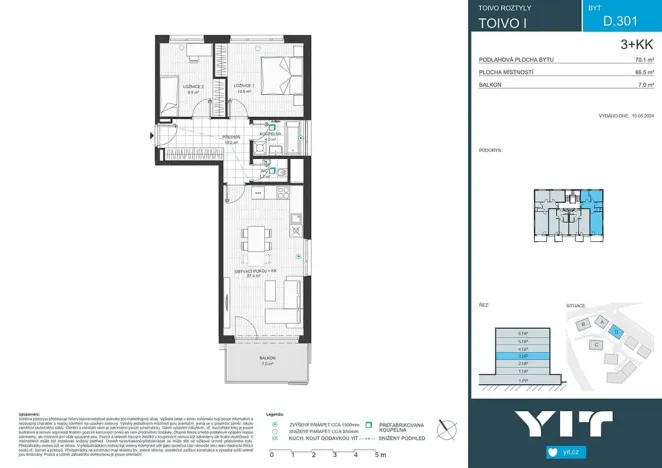 Prodej bytu 3+kk, Praha - Chodov, Komárkova, 67 m2