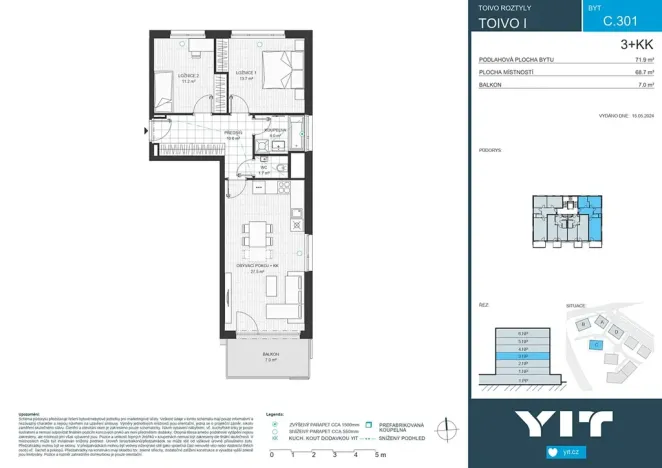 Prodej bytu 3+kk, Praha - Chodov, Komárkova, 69 m2