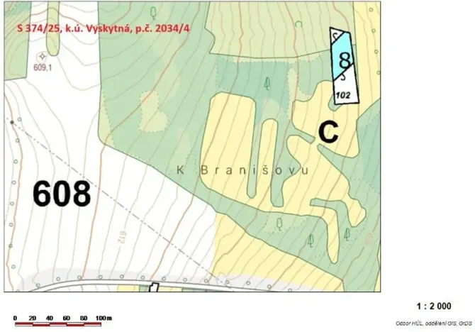 Prodej lesa, Vyskytná, 2174 m2