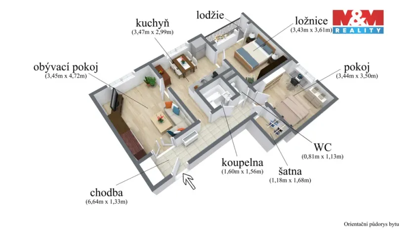 Prodej bytu 3+1, Ústí nad Labem - Severní Terasa, Rabasova, 70 m2