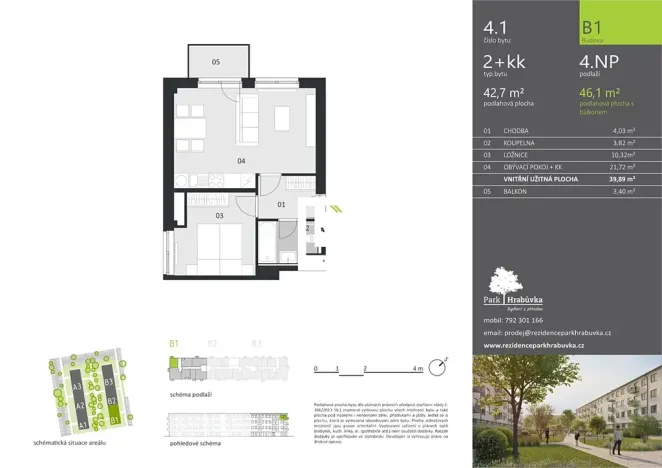 Pronájem bytu 2+kk, Ostrava, Hasičská, 43 m2