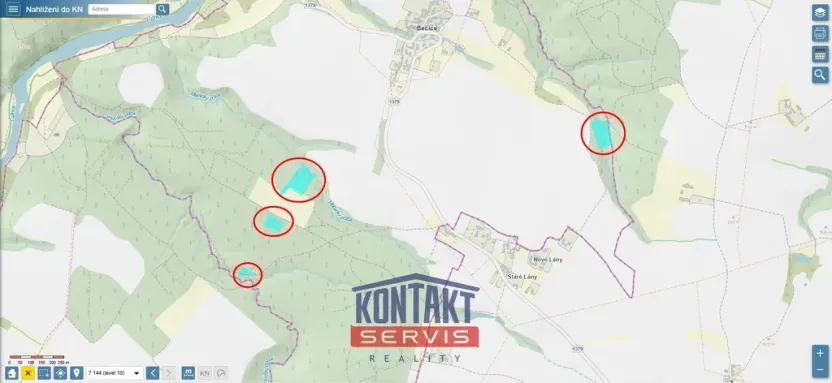 Prodej lesa, Bečice, 23812 m2