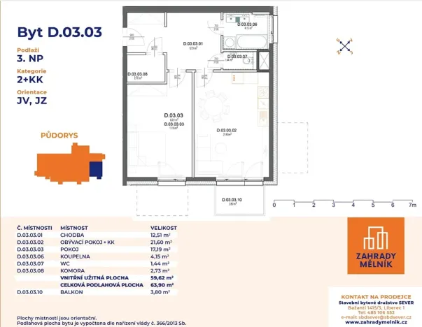 Prodej bytu 2+kk, Mělník, Bezručova, 64 m2