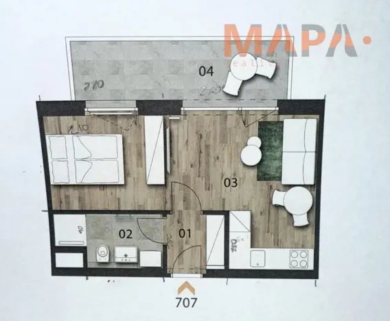 Prodej bytu 1+kk, Praha - Černý Most, Marešova, 31 m2