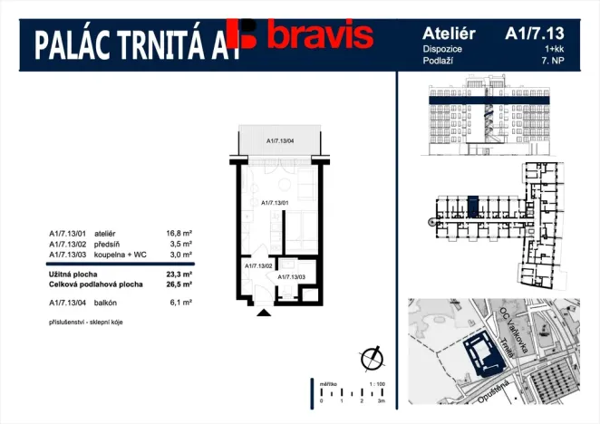 Pronájem bytu 1+kk, Brno - Trnitá, Trnitá, 27 m2