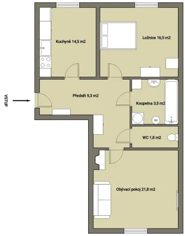 Pronájem bytu 2+1, Praha - Žižkov, Lucemburská, 68 m2