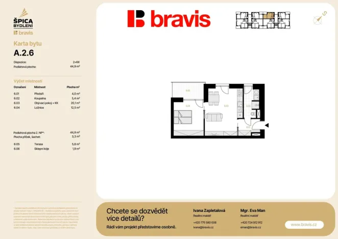 Prodej bytu 2+kk, Brno, Sokolnická, 45 m2