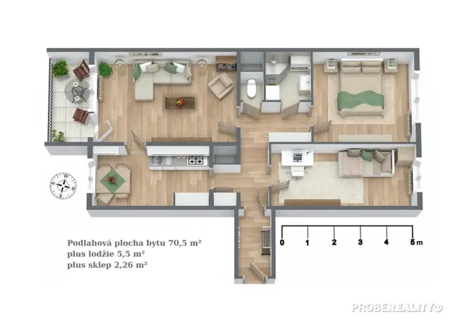 Prodej bytu 3+1, Praha - Modřany, Angelovova, 76 m2
