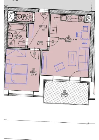 Prodej bytu 2+kk, Brno, Chvalovka, 46 m2