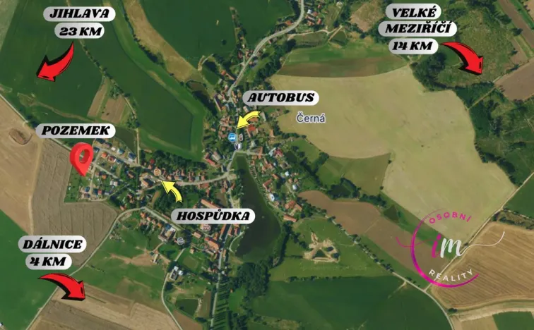 Pronájem komerčního pozemku, Černá, 450 m2